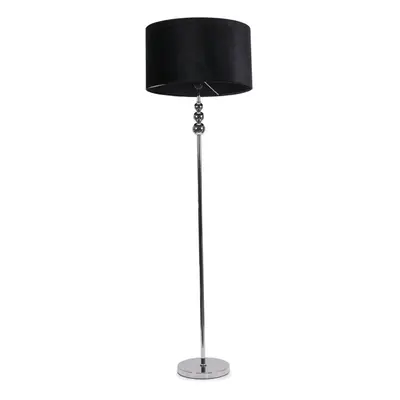 ValueLights Marissa Black Velvet Shade Chrome Stack Floor Lamp & Bulb