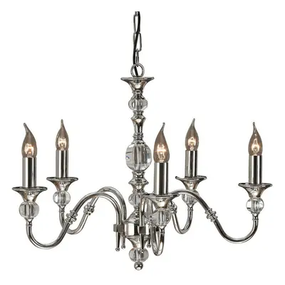 Diana Ceiling Pendant Chandelier Bright Nickel & K9 Crystal Curved Lamp Light