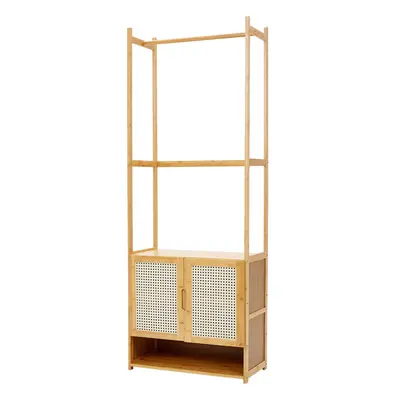 Freestanding Wooden Clothes Rack with Cabinet