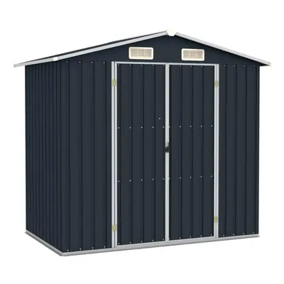 vidaXL Garden Shed Anthracite Galvanised Steel Outdoor Tool Storage Cupboard