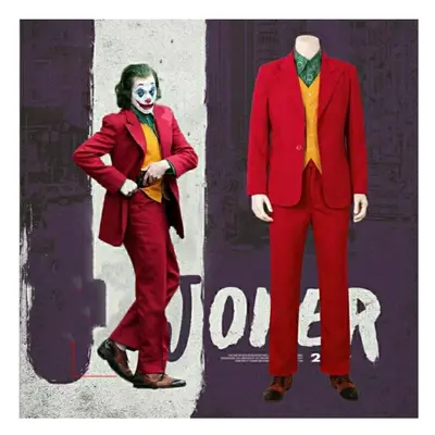 (Costume with Wig, 5XL) Cosplay Movie Joker Costume For Men/Kids Full Set Halloween Fancy Carniv