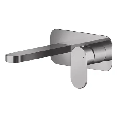 Current Round Wall Mounted Tap Hole Mixer Tap with Plate - Brushed Pewter - Balterley