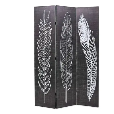 vidaXL Folding Room Divider 120x170cm Feathers Black and White Paravent Screen