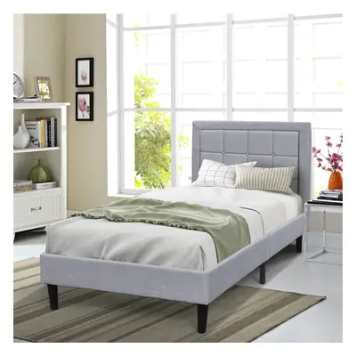 (3ft Single, Light Grey) Fabric Bedframe With Buttoned Headboard In Various Sizes And Colours