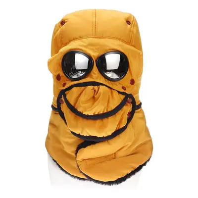 (Yellow) Men Women Thermal Winter Trapper Hat Face Mask Earflap Warmer Outdoor Warm Windproof Sk