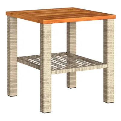 vidaXL Garden Table Outdoor Table Dining Table Beige Poly Rattan Acacia Wood