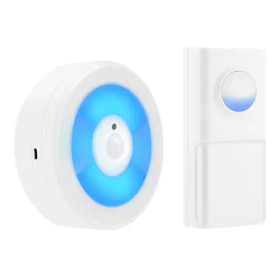 (White, button+receiver) USB WIFI Smart Door Sensor Night Light IP55 Waterproof Wireless Doorbel