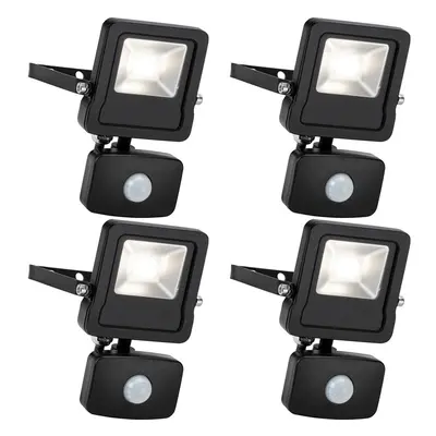 4 PACK Outdoor IP65 Automatic Floodlight - 10W Cool White LED - PIR Sensor