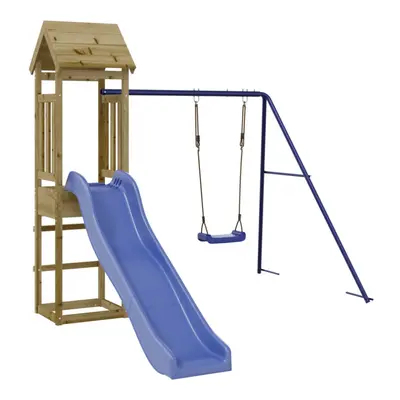 (solid impregnated pinewood) vidaXL Playhouse Outdoor Climbing Frame Patio with Slide Swing Soli