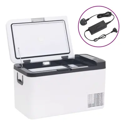 (18 l, with adapter) vidaXL Cool Box with Handle and Adapter Car Fridge Black and White PP & PE