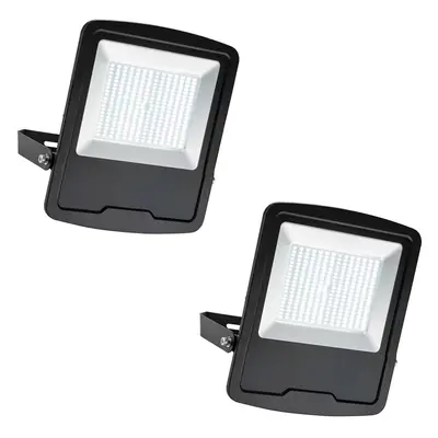 2 PACK Slim Outdoor IP65 Floodlight - 200W Daylight White LED - High Output