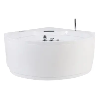 Whirlpool Corner Bath with LED and Bluetooth Speaker White MILANO