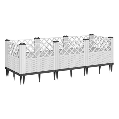 (white, 123,5 x 43,5 x 43,5 cm) vidaXL Garden Planter with Pegs Raised Bed Outdoor Flower Pot Pl