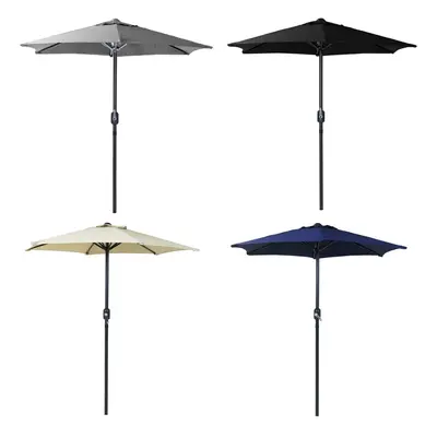 (Black) Charles Bentley Patio Market Garden Parasol Umbrella Crank Function - Powder Coated Stee