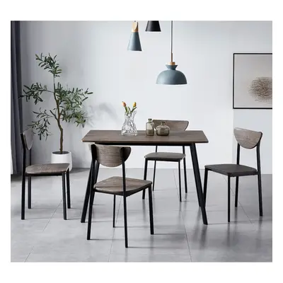 Dining Table and Chairs Set Metal Wood Effect Table Dining Set Chairs Blake