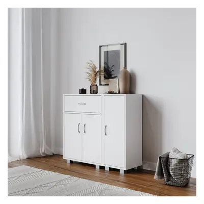 (White, One) Wooden Free Standing Side Corner Cabinet Cupboard Hallway Living Room Storage