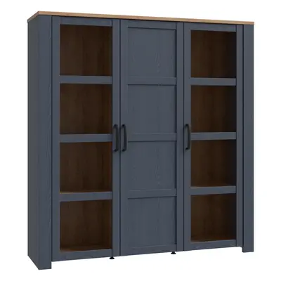 Bohol Large Display Cabinet in Riviera Oak/Navy