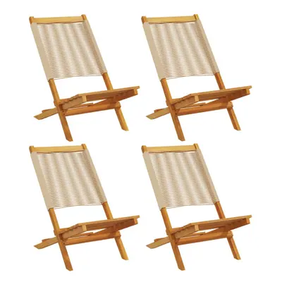 (beige, pcs) vidaXL Garden Chairs Outdoor Dining Chair Solid Wood Acacia and Polypropylene