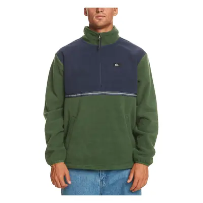 (M, Greener Pastures) Quiksilver Mens Taped Off Half Zip Pullover High Neck Fleece - Greener Pas