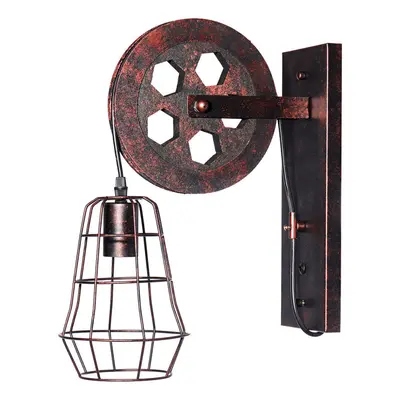 (17x48cm) Vintage Industrial Wall Lamp Pulley Light Indoor Sconce Fixture Decoration