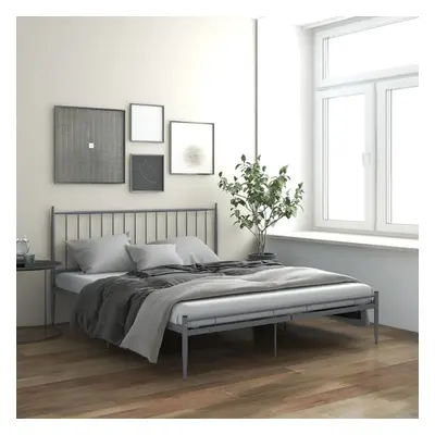 vidaXL Bed Frame Grey Metal 140x200 cm Bedroom Furniture Bed Base Bedstead