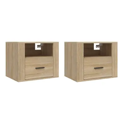 (Sonoma oak, x Bedside cabinet) vidaXL 1/2x Wall-mounted Bedside Cabinet Floating Bedside Unit M