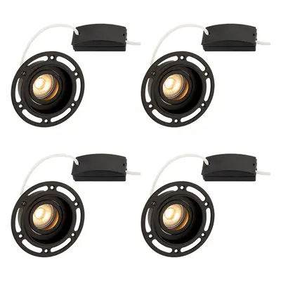 4 PACK Trimless Plaster-In Downlight - 50W GU10 Reflector LED - Matt Black