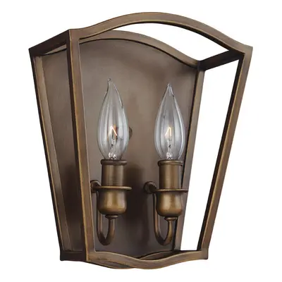 Twin Wall Light Sconce Painted Aged Brass Finish LED E14 60W Bulb