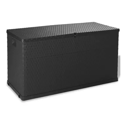 vidaXL Garden Storage Box Anthracite PP Rattan Patio Outdoor Case Furniture