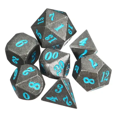 () Antique Metal Pcs Multisided Dice Heavy Polyhedral Dices Set w/ Bag