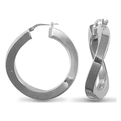 Jewelco London Sterling Silver Square Tube Curved Hoop Earrings - AER024