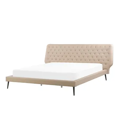 Bed Faux Leather ESSONNE x cm (EU Super King) Beige