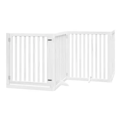 (white, x x cm/ pcs) vidaXL Dog Gate with Door Foldable Pet Gate Dog Fence Pet Barrier Poplar Wo