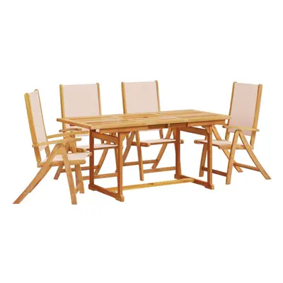 (cream, piece/rectangular) vidaXL Garden Dining Set Piece Table & Chair Solid Wood Acacia and Te