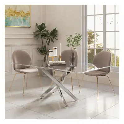 Amara 150cm Glass Dining Table With Chrome Silver Legs