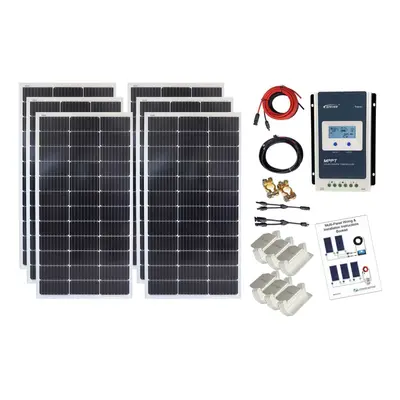 (6 x 100w = 600w Mono MPPT Kit 24V) Lowenergie Mono Solar Panel Battery Charging Kit with Charge