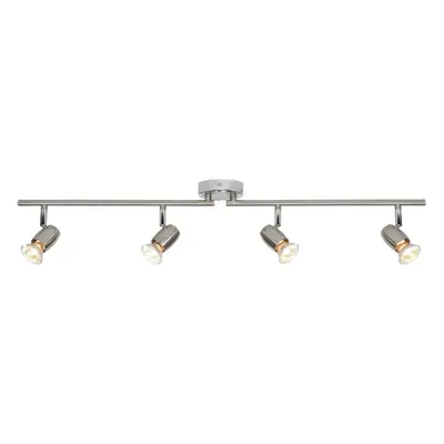 Adjustable Head Ceiling Spotlight Brushed Chrome Quad GU10 Kitchen Bar Downlight