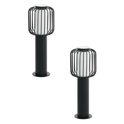 2 PACK IP44 Outdoor Pedestal Light Black Steel 1x 28W E27 Wall Gate Lamp