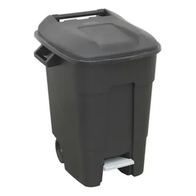 100 Litre Capacity Wheelie Bin with Foot Pedal - Two 200mm Wheels - Black