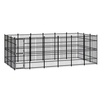 vidaXL Outdoor Dog Kennel Steel Outdoor Puppy Enclosure Dog Pet Supply Cage