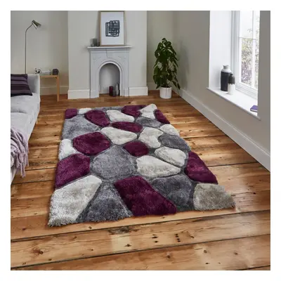 (120x170cm) Noble House Rugs NH in Grey Purple Textured 3D Effect Hand Carved Mats