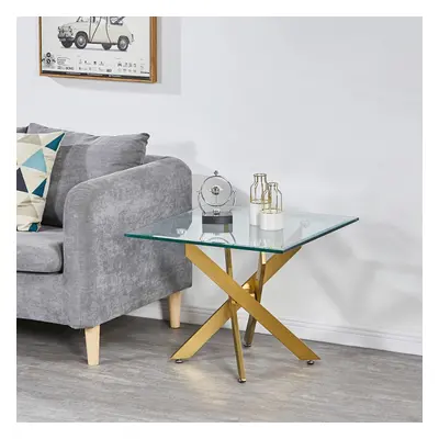 Amara Glass Side Table With Chrome Gold Legs