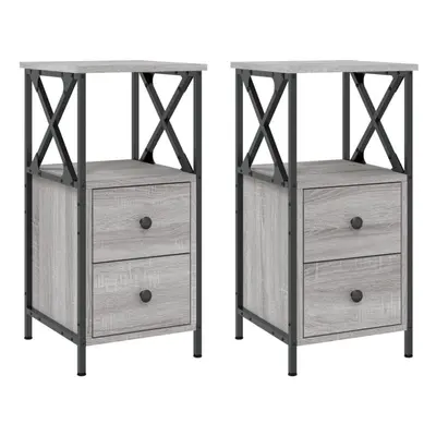 (grey sonoma, pcs) vidaXL Bedside Cabinets Nightstand Bedside Table pcs Black Engineered Wood