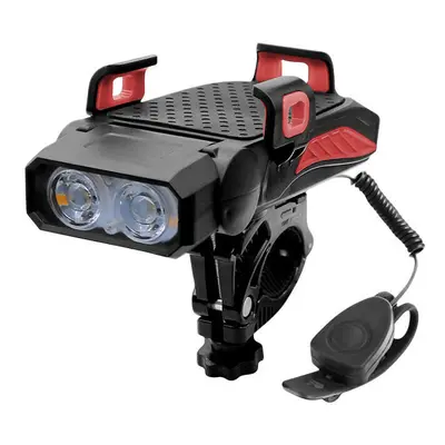 (Red, Double Light) 4-in-1 Bicycle Light Gear USB Rechargeable Bike Highlight 130dB Modes Horn P