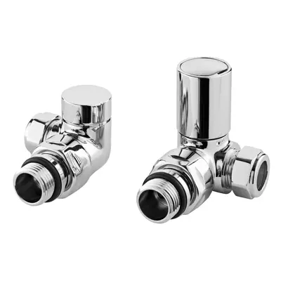 Corner Minimalist Round Radiator Valves, Sold in Pairs - Chrome