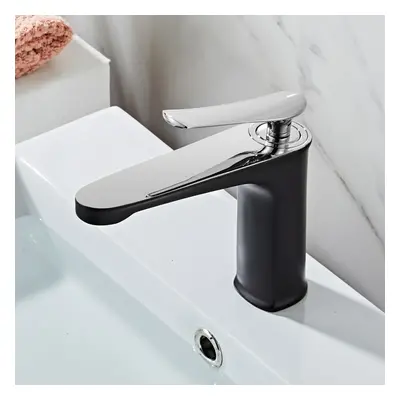 (Black Silver) Luxury Bathroom Basin Faucet Hot Cold Water Mixer Sink Tap Gold Polished Handle S