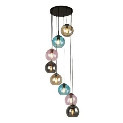 Searchlight Mardi Gras II Light Pendant Black, Coloured Glass