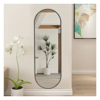 (50x150cm, Black) Modern Oval Metal Frame Full Length Wall Mirror