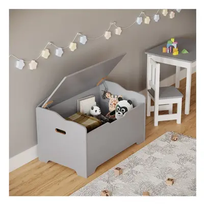 (Grey) Wooden Storage Chest Bench Stool Trunk Toy Box