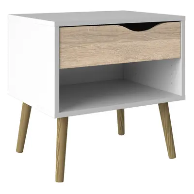 Bedside Drawer in White and Oak